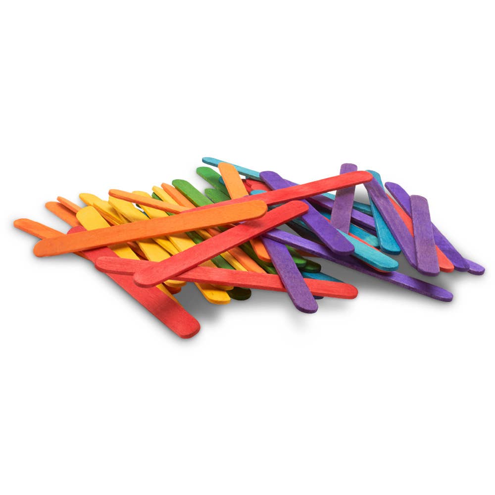 4-1/2" Colored Wooden Popsicle Sticks, Variety Pack Of 100