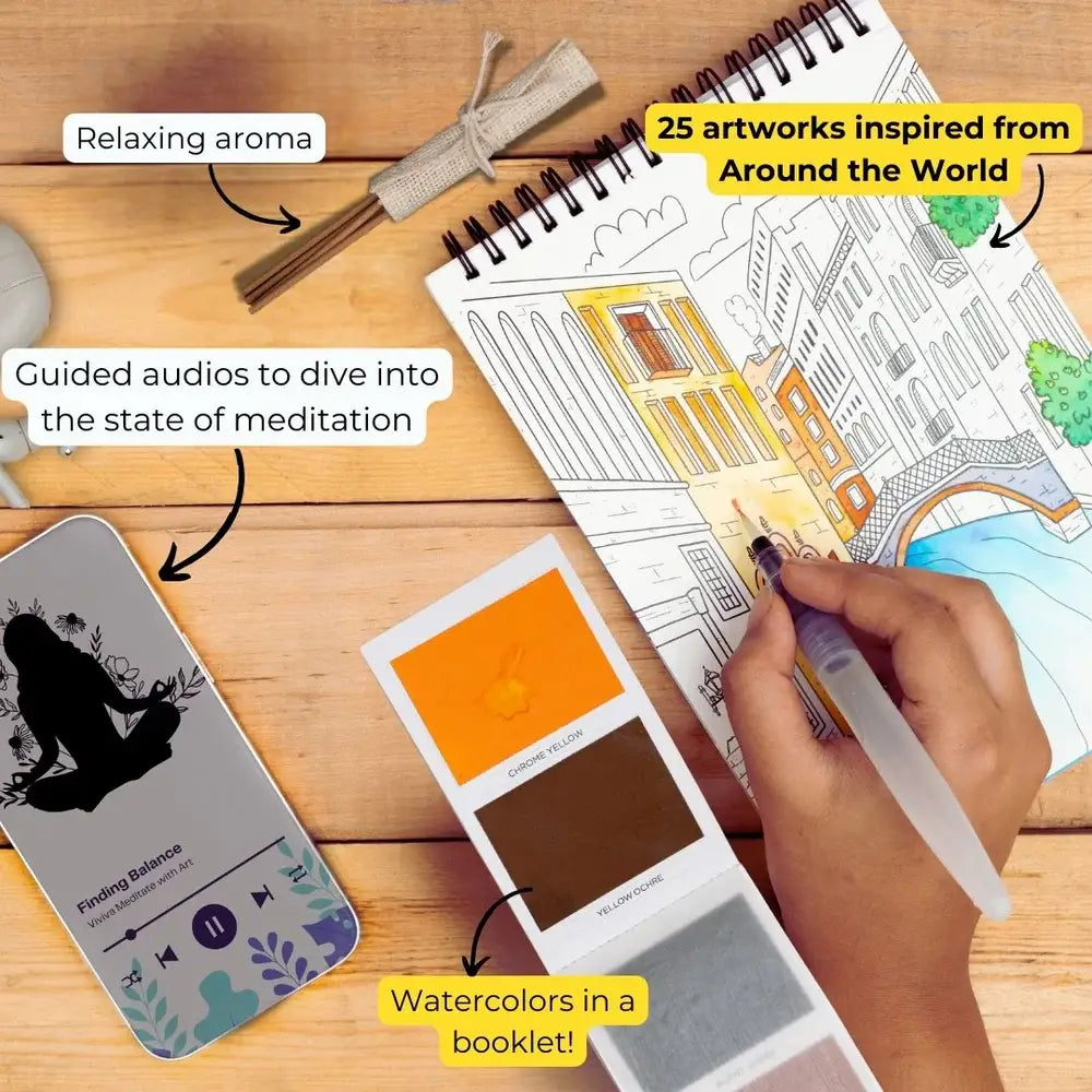 A6 Jute - Meditative with Art Kit - Around the World | DIY