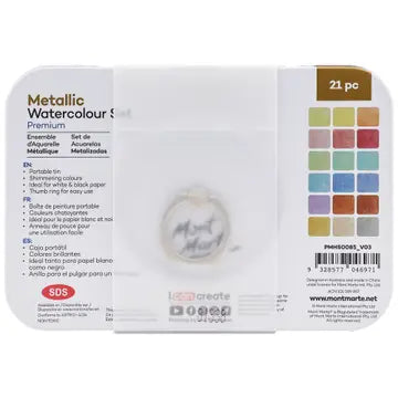 Metallic Watercolor Cake Set in Tin Premium 21pc