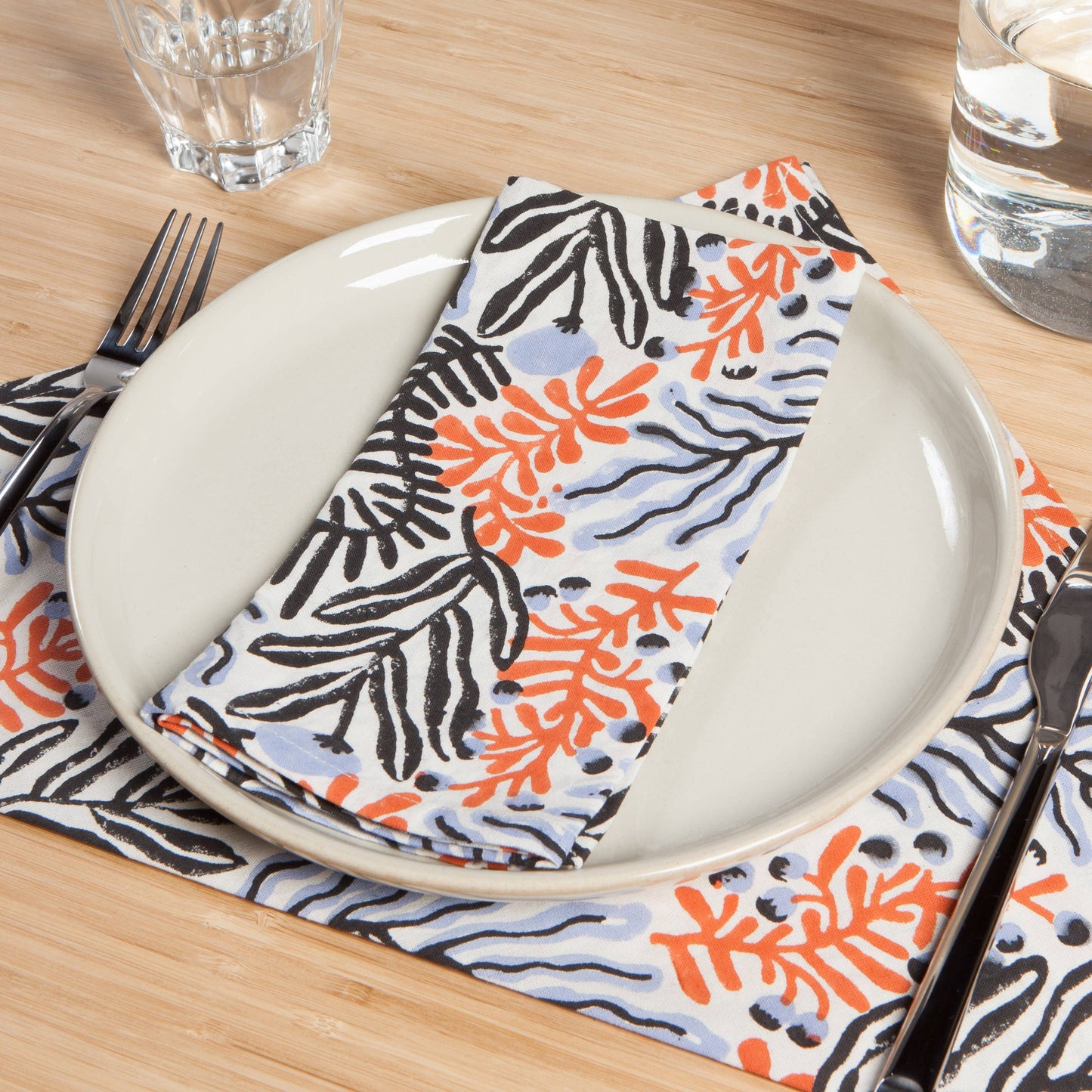Danica Studio Entwine Cotton Block Printed Napkins Set of 4
