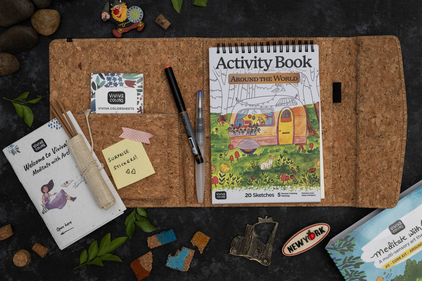 A6 Cork - Meditative with Art Kit - Around the World