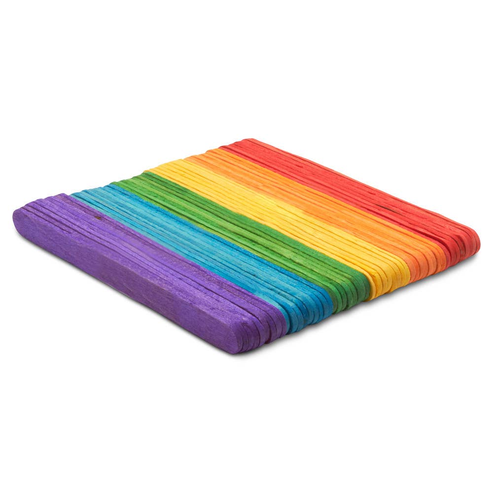 4-1/2" Colored Wooden Popsicle Sticks, Variety Pack Of 100