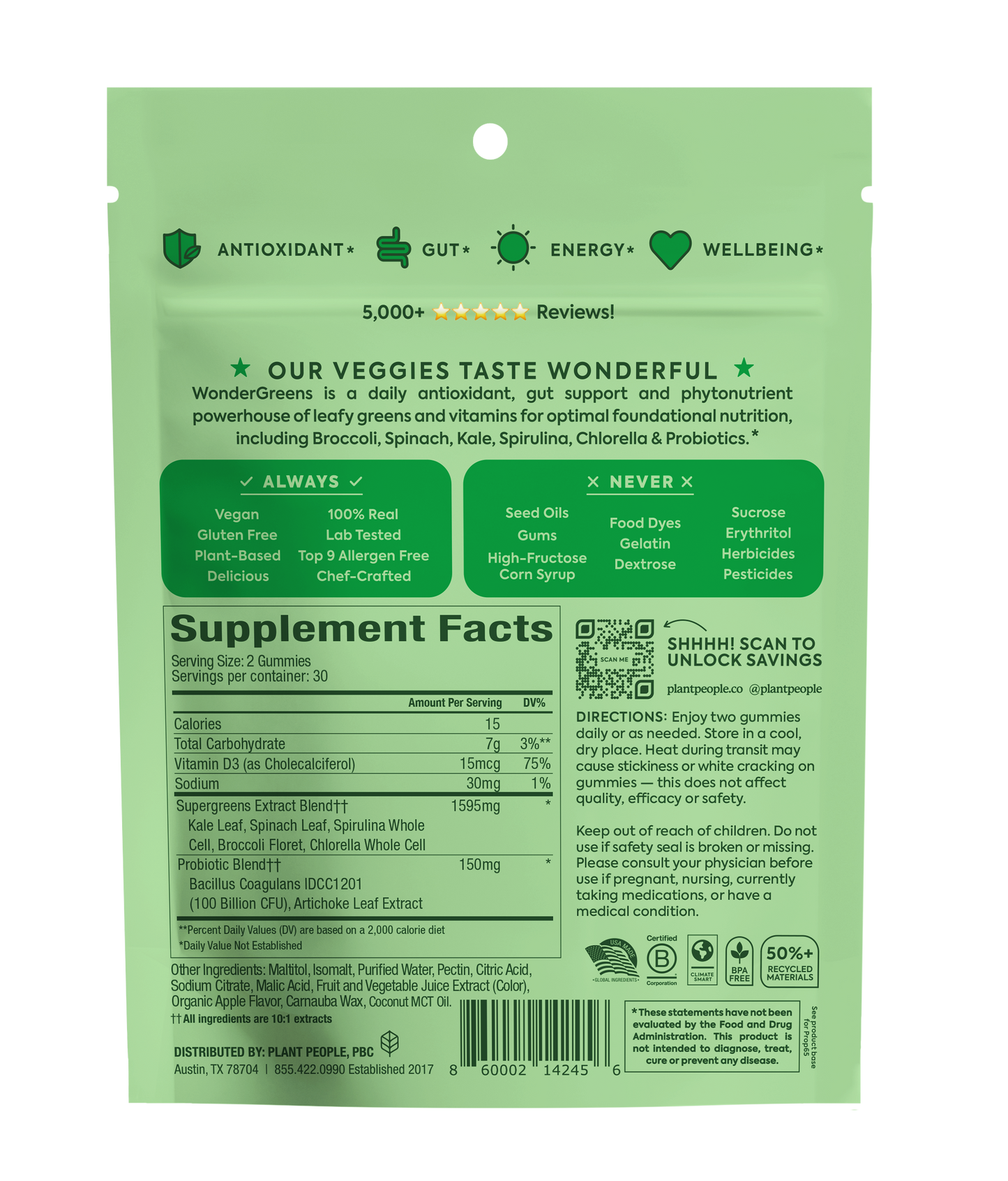 WonderGreens Super Veggie Gummies (60 ct)