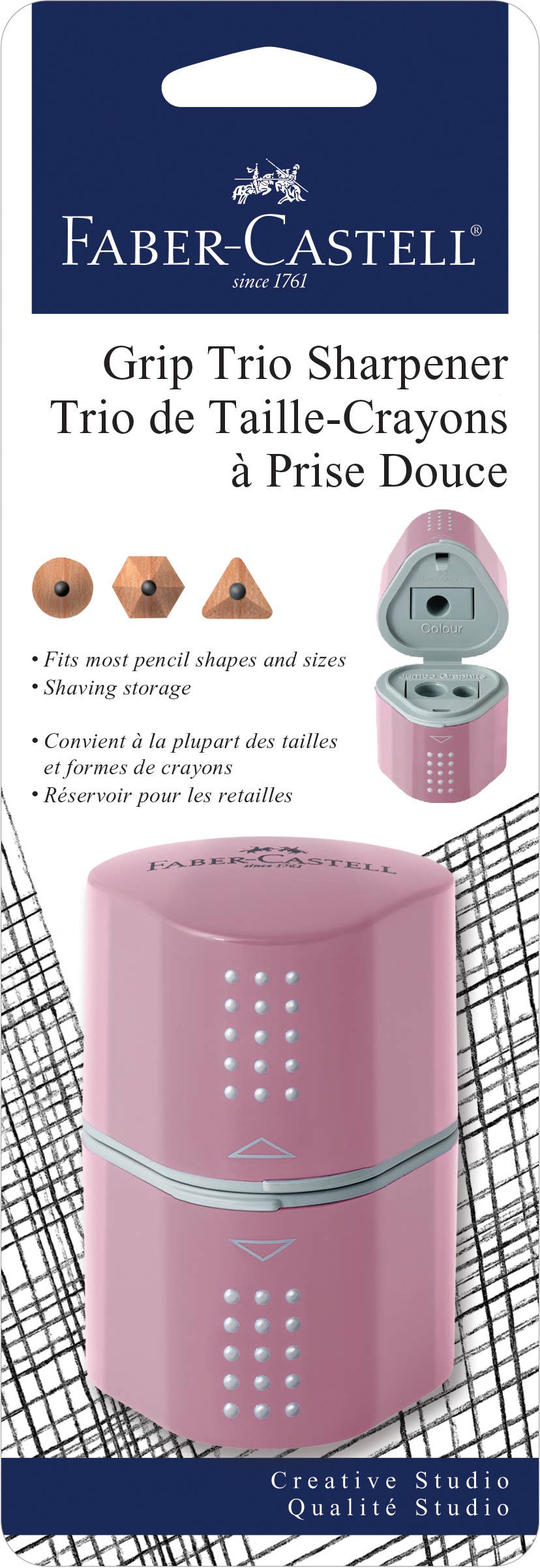 Grip Trio Pencil Sharpener, Rose Shadows