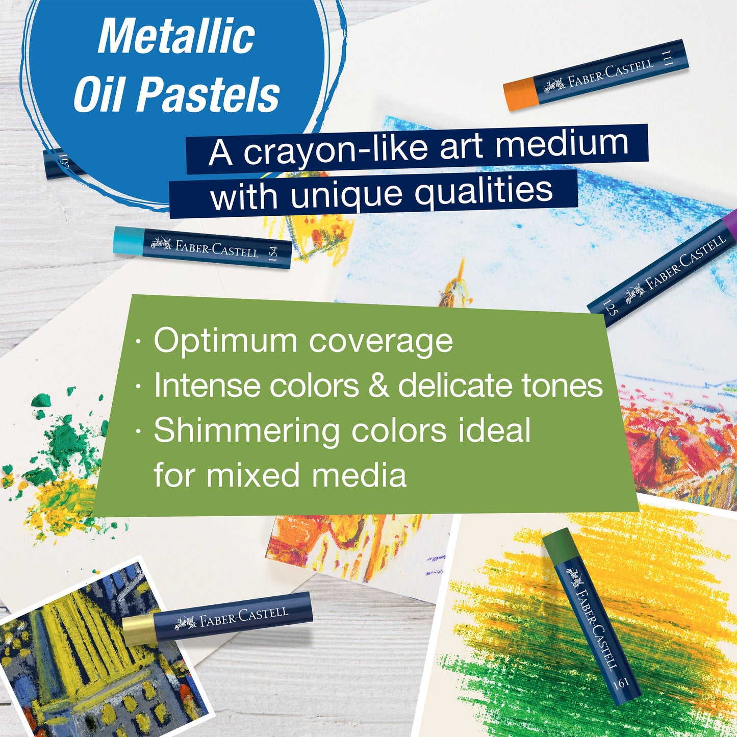 Oil Pastels, Metallic - Set of 12