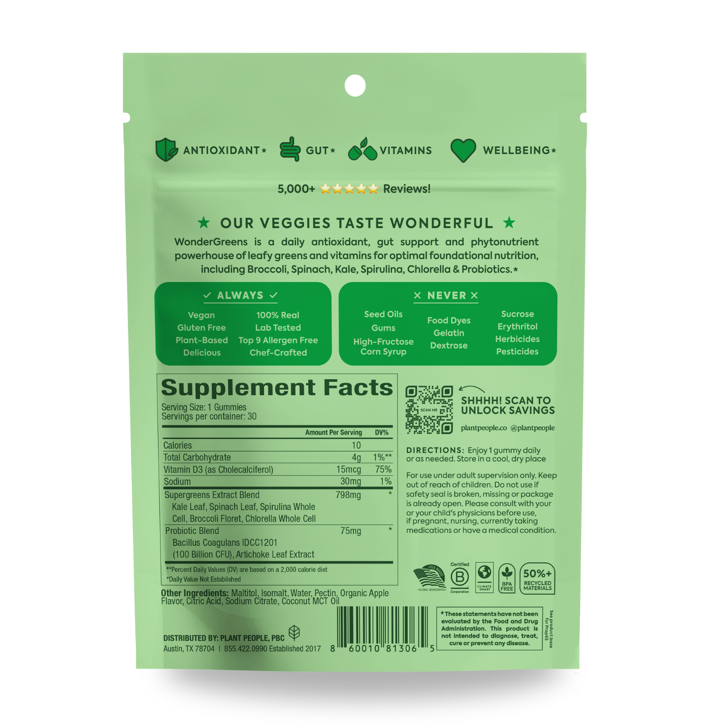 WonderGreens KIDS Veggie Gummies (30 ct)