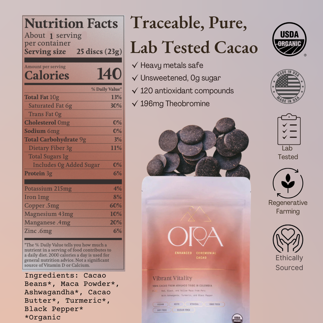 Ceremonial Cacao 1oz Sachets | Vibrant Vitality 100% Organic