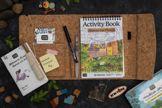 A6 Cork -  Meditative with Art Kit - Around the World
