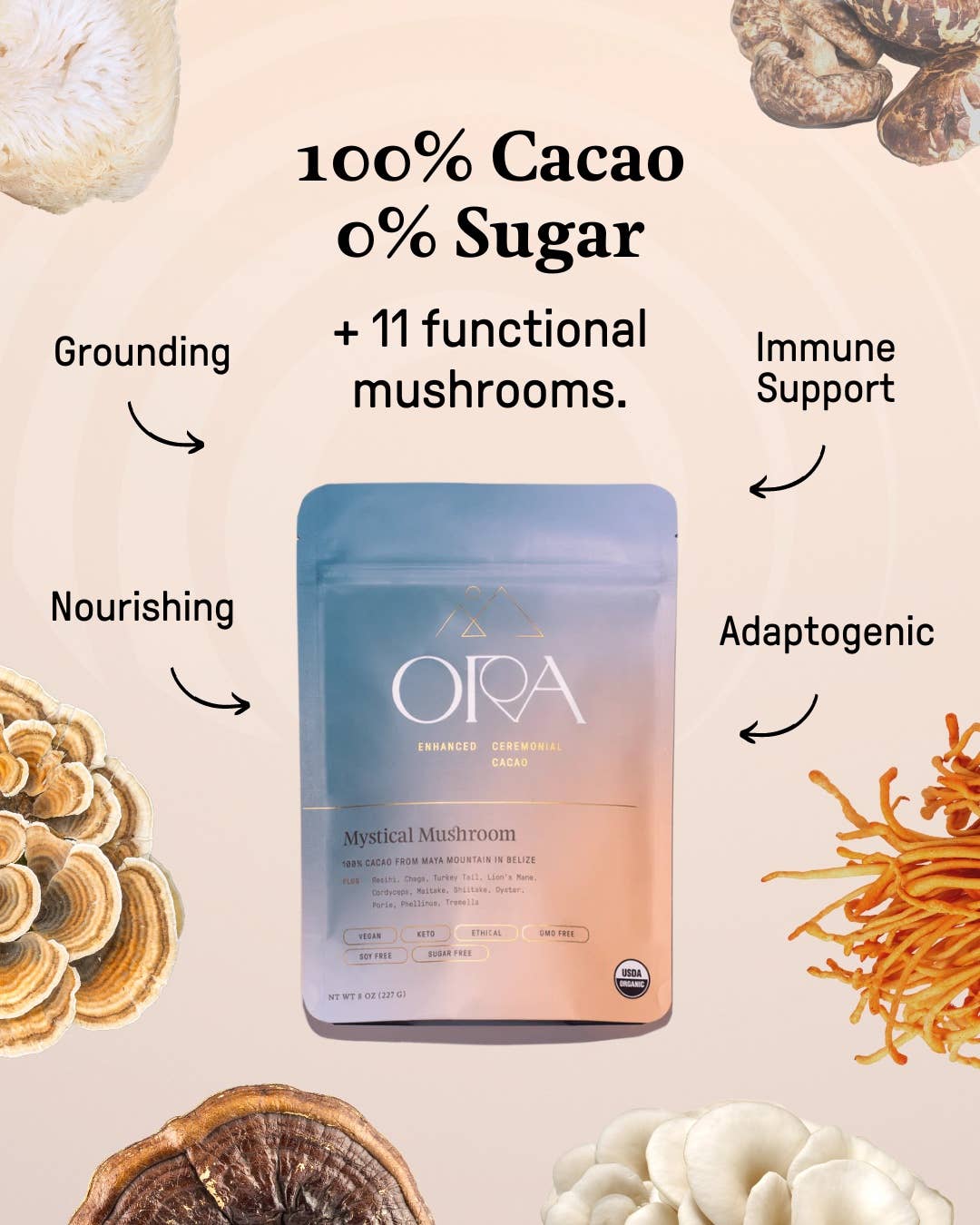 Ceremonial Cacao | Mystical Mushroom 100% Organic Cacao