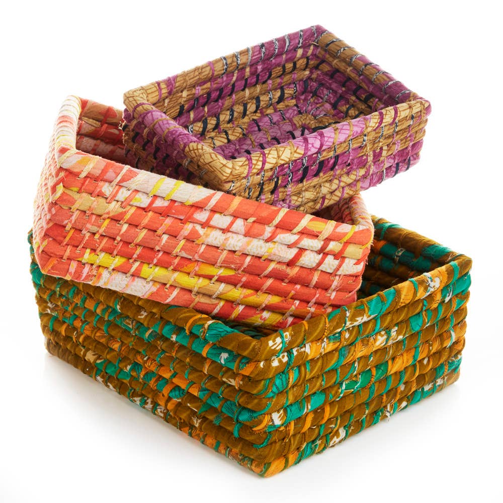 Rectangular Chindi Baskets - Set of 3