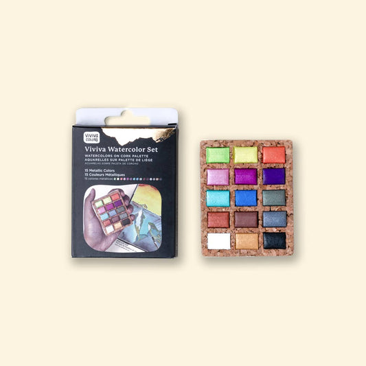 Viviva Watercolor Pans Set - Metallic